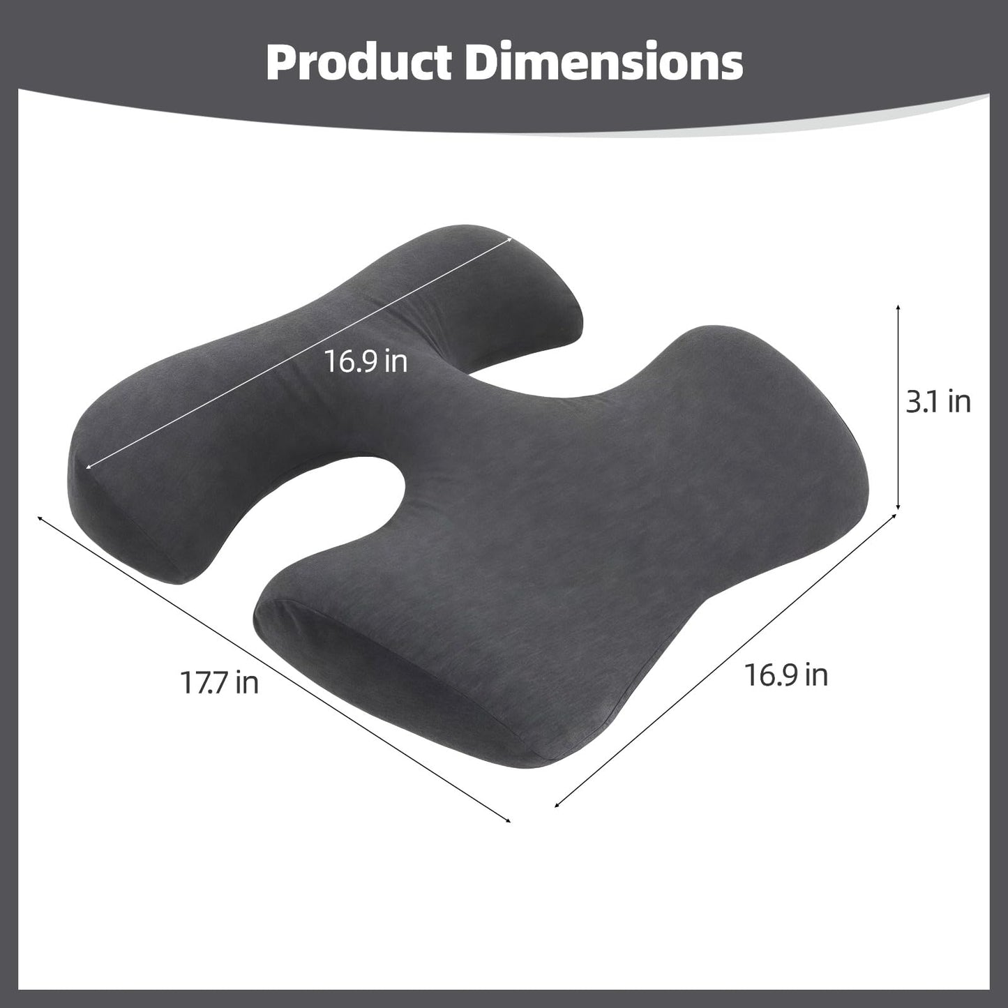 NIMBLOOM Breast Support Pillow, T-Shape Face-Down Pillow with Hollow Design, Memory Foam Filling, 17.7 x 16.9 x 3.1 in, Soft Polyester Cover & Bolster for Home & SPA Relaxation