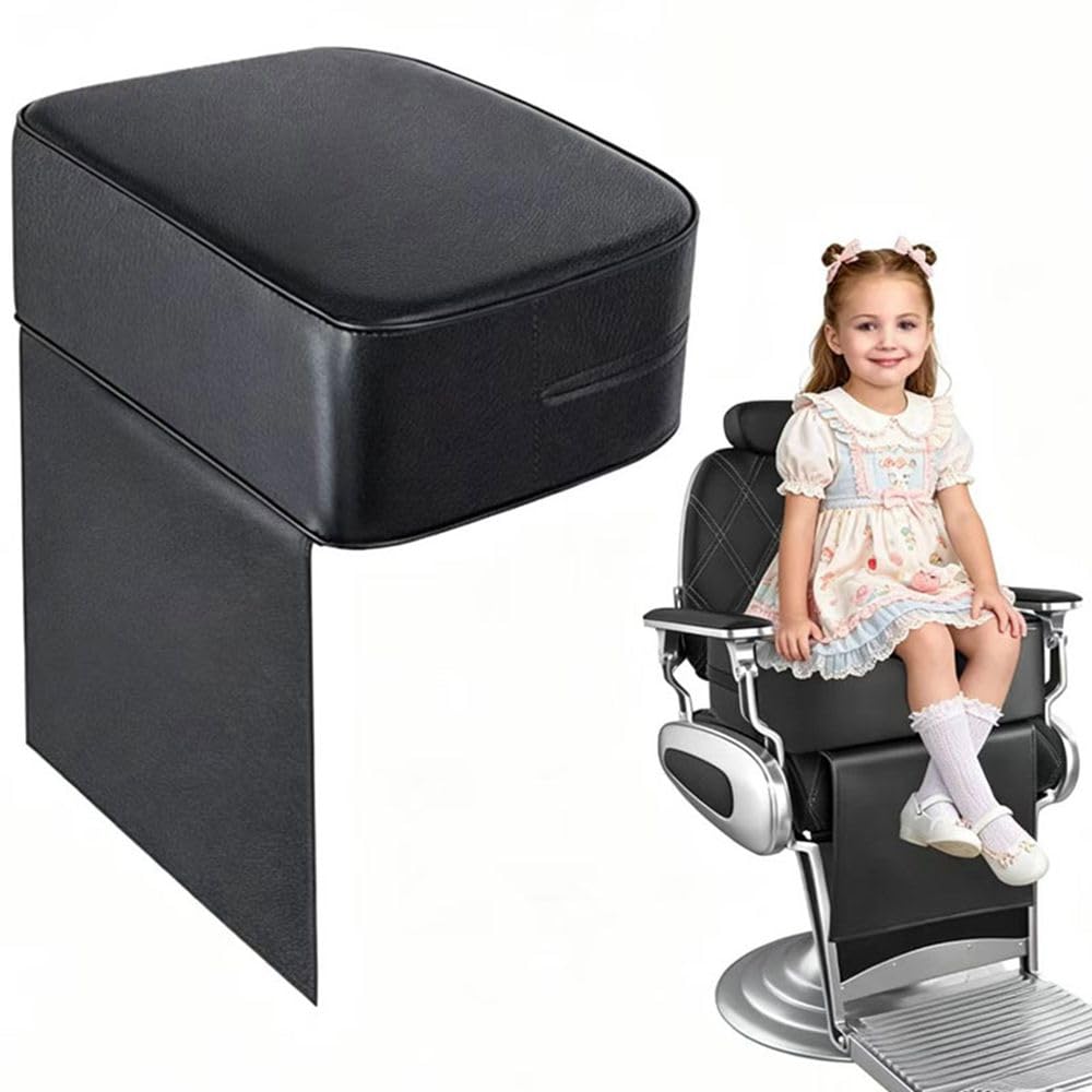 Salon Booster Seat Cushion for Hair Cutting Salon Leather Pads Large Size, Boat Booster Seat Cushion, Styling Chair Seat Booster, Barber Beauty Salon Spa Equipment Black