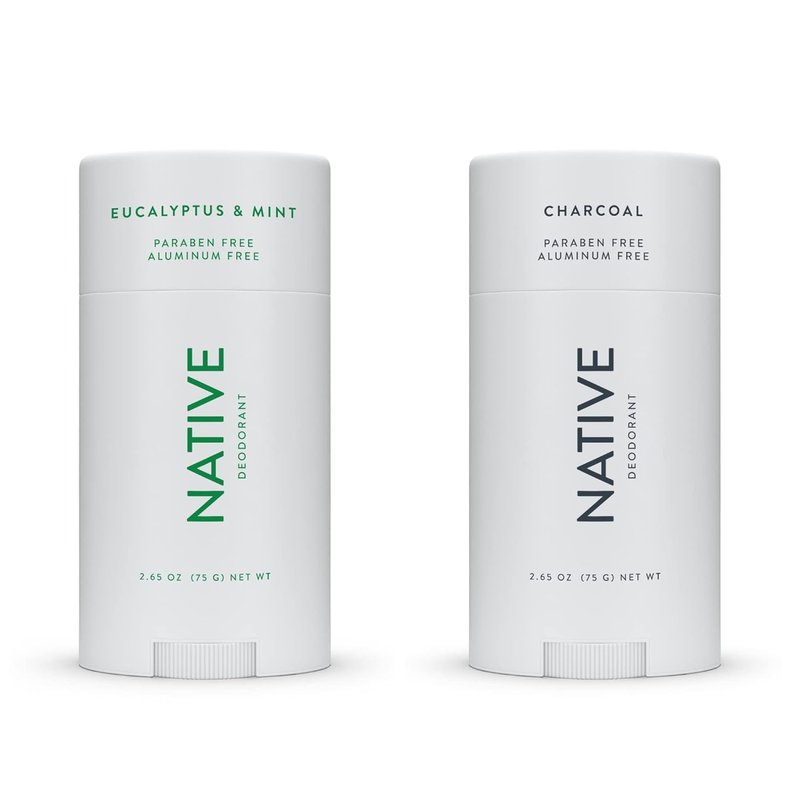 Natural Deodorant - Aluminum-Free Formula with Baking Soda, Probiotics & Coconut Oil | Eucalyptus & Mint & Charcoal - Pack of 2