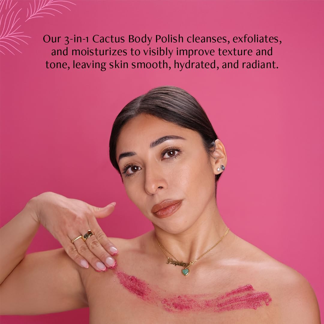 Nopalera Hibiscus Cactus Flower Exfoliant - Exfoliating Face & Body Scrub, 3-in-1 Cleanser, Exfoliator, & Moisturizer, Vegan, Cruelty-Free, Natural Floral Scent, Dye Free, 6 oz.
