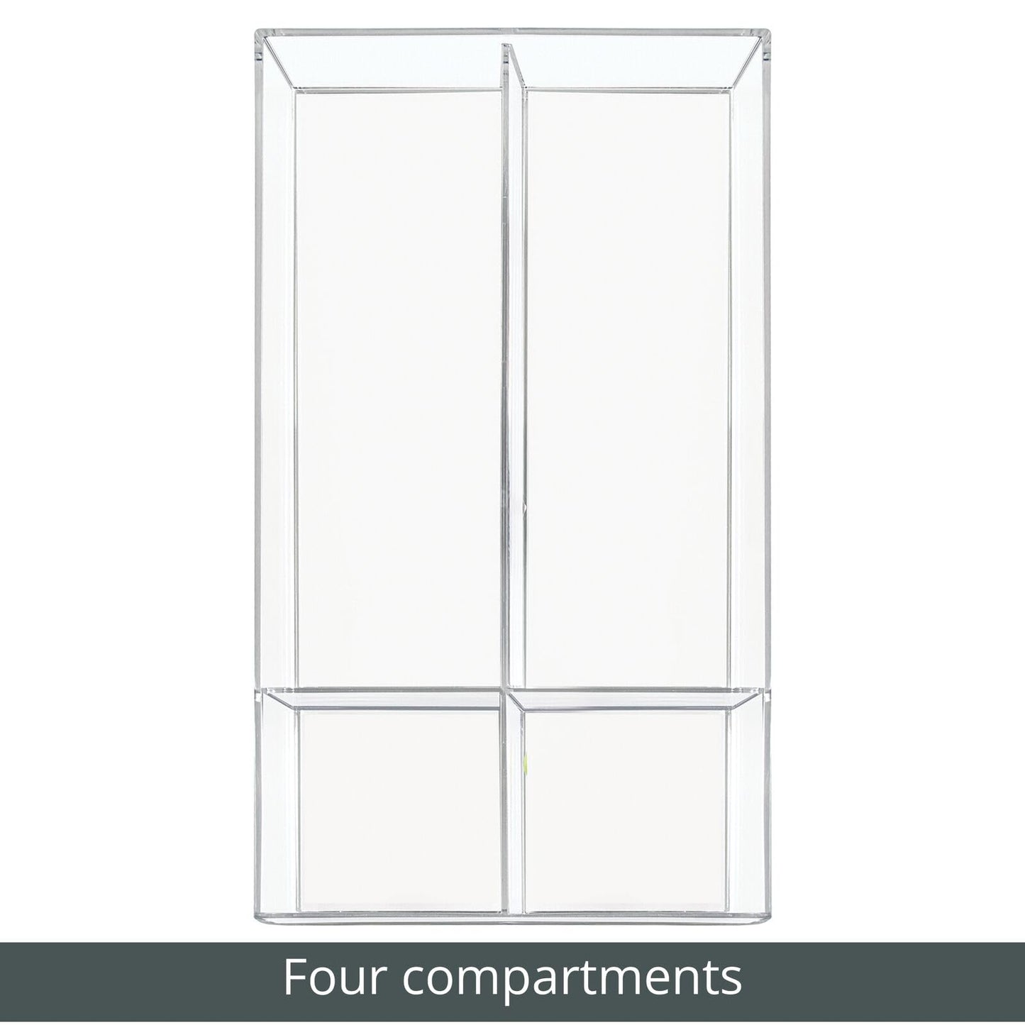 mDesign Plastic Divided Makeup Organizer Holder Tray for Bathroom Drawer, Vanity, Countertop Storage - Cosmetic Organization Holds Palettes, Brushes, Accessories - Lumiere Collection - Clear