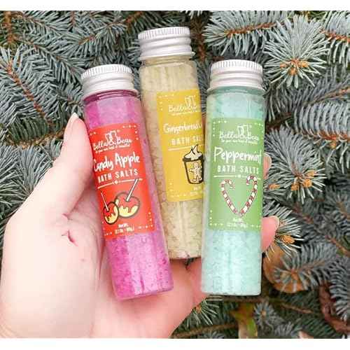 Bella and Bear Candy Land Bath Salts - Holiday Edition | Set of 6 Mini Bath Salts | Cruelty-Free & Vegan | Festive Scents Perfect Stocking Stuffer for Women, Teens, & Tweens