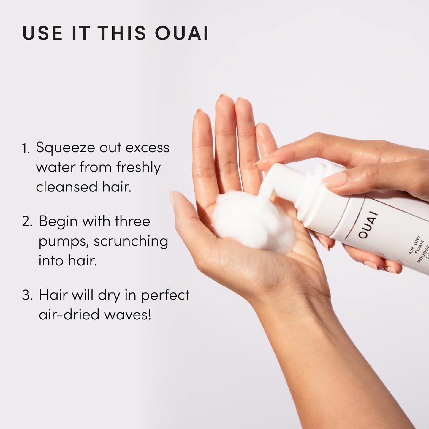OUAI Air Dry Foam - Hair Mousse for Curly Hair & Beach Waves - Conditioning & Detangling With Kale and Carrot Extract - Paraben, Phthalate and Sulfate Free (4 Oz)