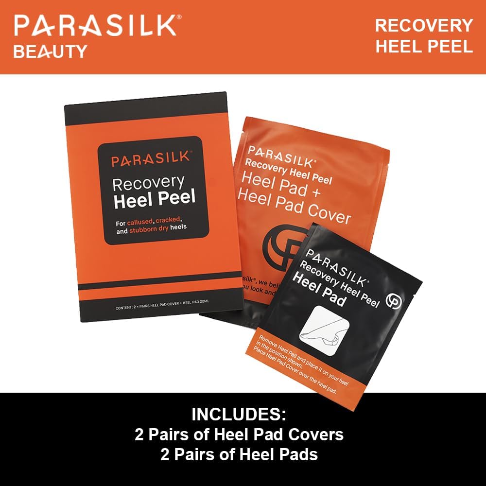 Parasilk Exfoliating Foot Peel – 2 Pairs of Gel Heel Pads & Sock Covers | Repair Dry, Cracked Heels