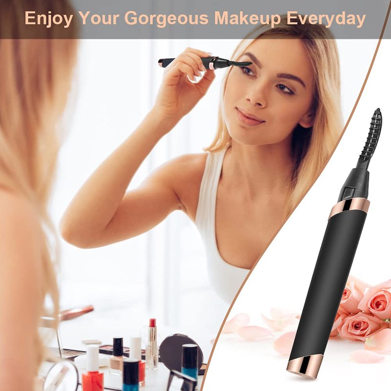 Heated Eyelash Curler- Eye lash Curlers Heat- 4 Temperature Mode- Rechargeable Lash Curler for Makeup Natural Curling Eye Lashes and 24 Hours Long Lasting - Black 2026 Updated New Model U3