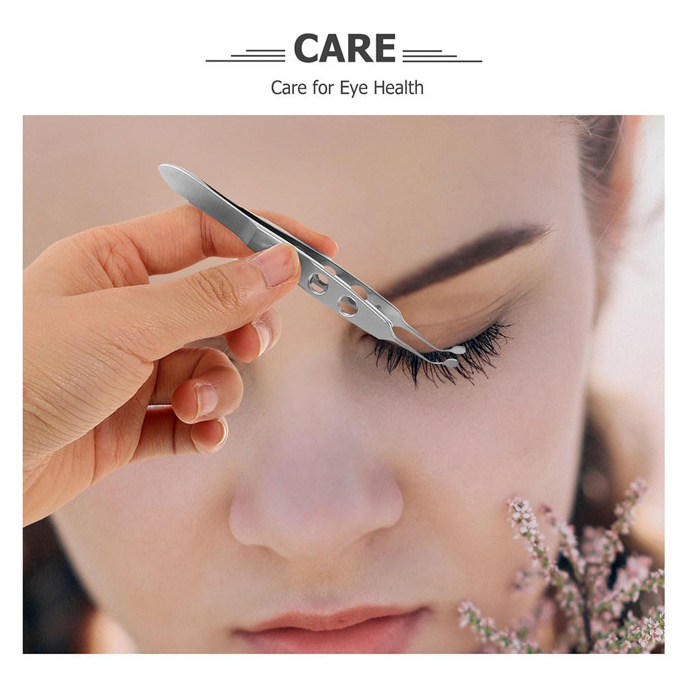 2Pcs Stainless Steel Eyelid Tweezers Eye Care Tool for Meibomian Gland Expressor and Eyelid Blockage Removal Portable Eye Treatment Tweezers