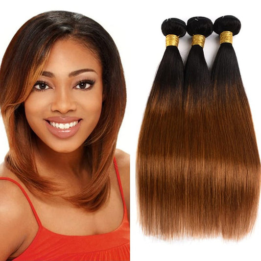 Brown Bundles Human Hair Ombre Straight Human Hair Bundles 1B30 Bundle 8 10 12 Inch Soft And Healthy Ombre Dark Brown Bundle Brazilian Virgin Remy Hair Extensions 300G