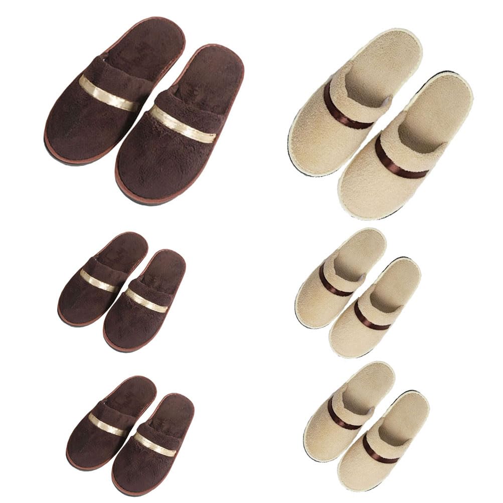 CYlovinho 6 Pairs Spa Slippers, Closed Toe House Slipper for Guest Non Slip Disposable Indoor Slippers, Washable Reusable, Bulk Slipper Pack for Indoor,Spa, Wedding, Travel, Party