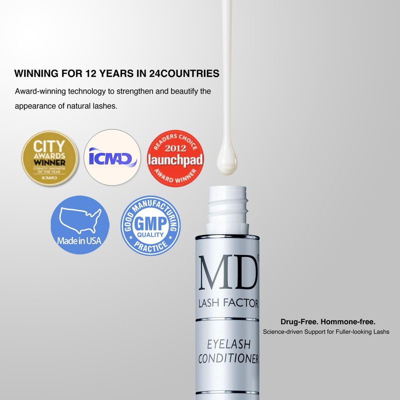 MD Lash Factor Eyelash Conditioner Advanced Lash Enhancing Serum for Longer Thicker Fuller Looking Lashes Cruelty-Free for Sensitive Eyes 0.2 fl oz, 6-Month Supply