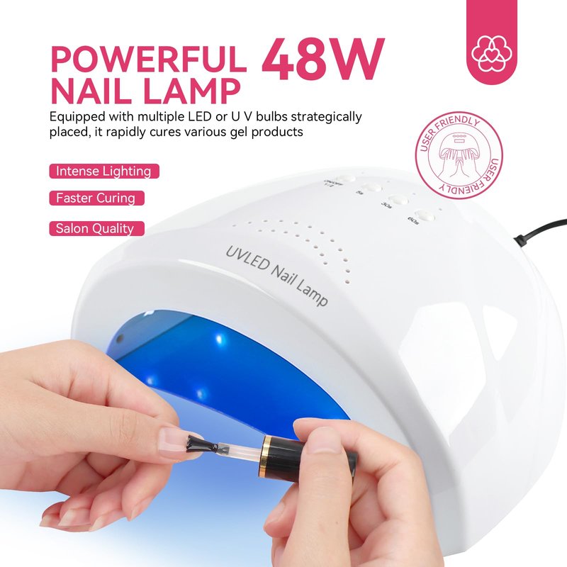 Saviland Poly Gel Nail Kit Starter Kit: Caster Oil Vitamin E Poly Nail Gel Kit 48W Nail Lamp 7 Color Plant-based Poly Extension Gel Nail Kit Base &Top Gel Complete Tools Home Nail Extensions Nail Care