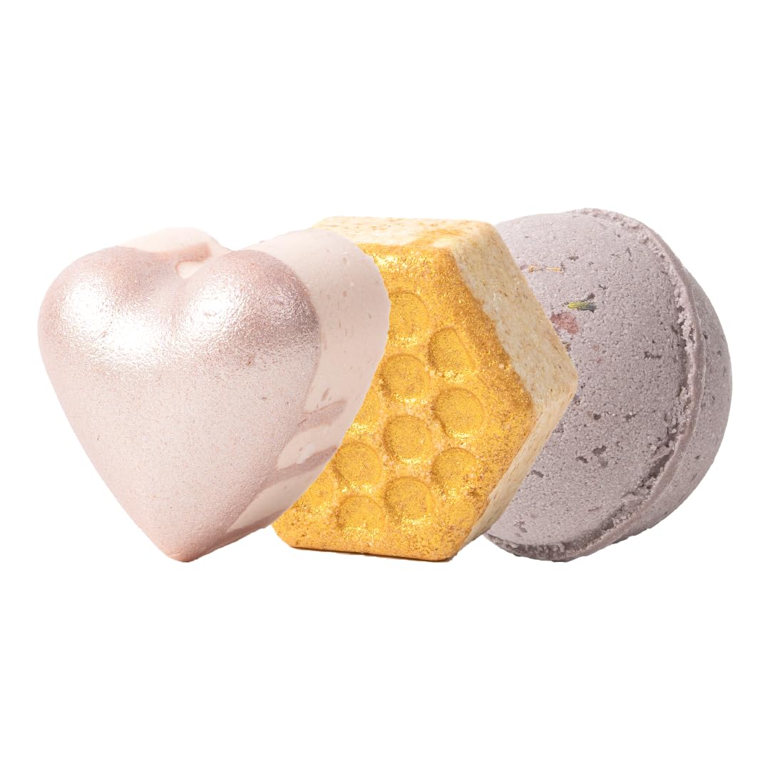 Pacha Soap Co. Froth Bath Bombs - Jasmine Gardenia, Sweet Honey Almond, and French Lavender Scents, Handmade, Nourishing & Moisturizing Bath Bombs with Essential Oils, Made in The USA - 3 Pack