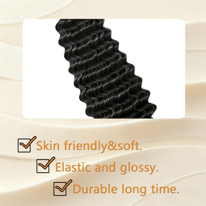 Leruikair Deep Wave Natural Black Human Braiding Hair 50g Per Bundle 2 Pcs Total 100g 16 Inch Brazilian Virgin Bulk No Weft Braiding Human Hair Natural Color for Black Women