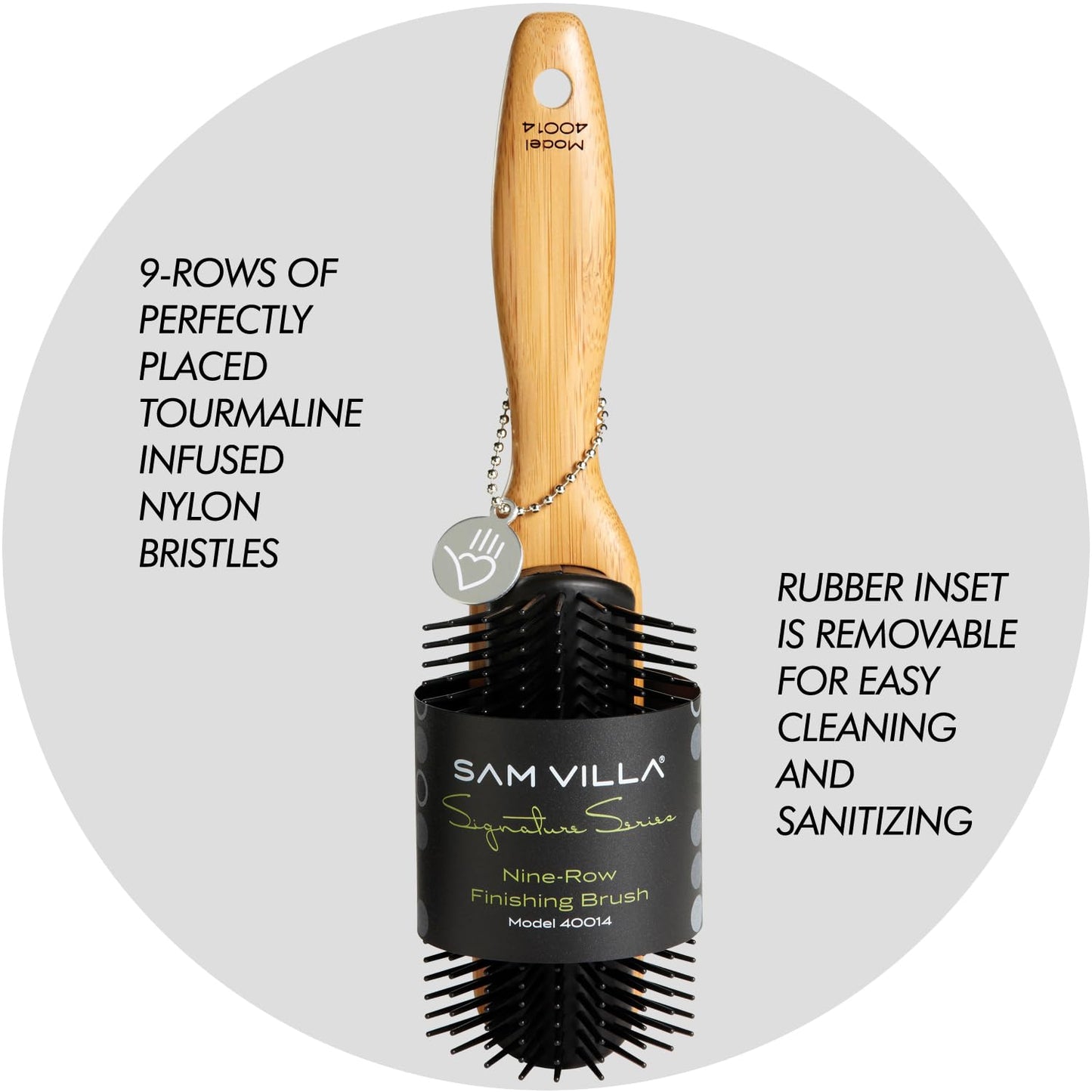 Sam Villa 9-Row Brush With Bamboo Hair Brush Detangler