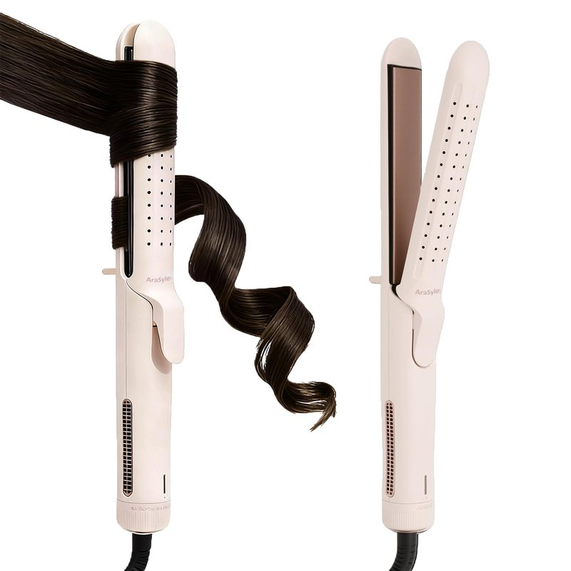 AraSyleon Flat Iron Hair Straightener | Airflow 2 in 1 Hair Straightener and Curler | Straight Curly Wavy | Cold Air for Damage-Free Styling Quick Hold | Easy and Safe Hair Styling Irons