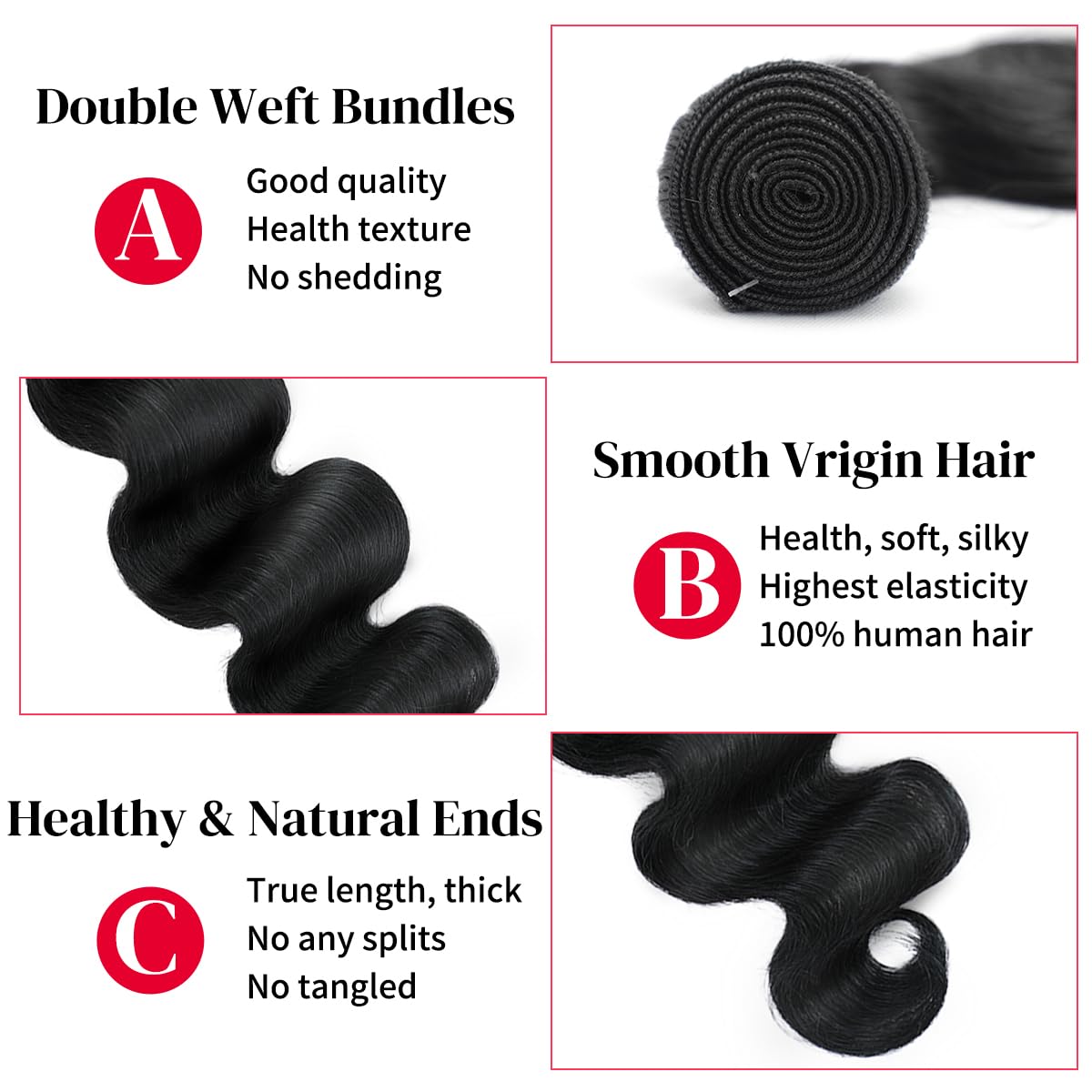 16 Inch Bundles Human Hair Body Wave 12A Brazilian Virgin Human Hair 1 Bundle 100% Unprocessed Quick Weave Hair Extensions Natural Black