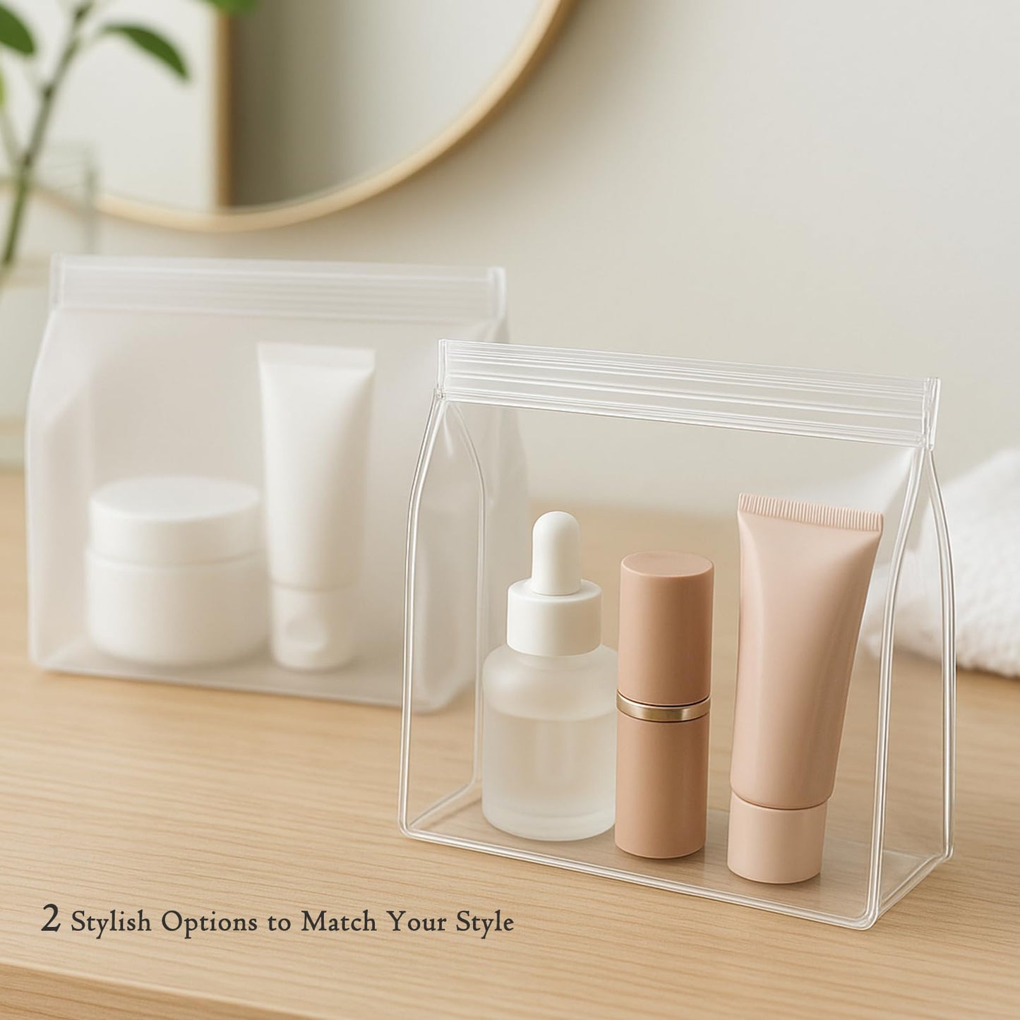 Circloophs 30 Pack Clear Makeup Bag Organizer Cosmetic Zipper Pouch TSA Approved Small Travel Pouches Transparent EVA Reusable Water-resistant Plastic Clear Gift Bags Bulk, Frosted, 10” x 7” x 2.6”
