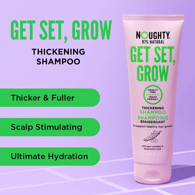 Noughty Hair Growth Shampoo - Vegan Thickening & Regrowth Formula with Pea & Coffee Extract | 250 ml (8.4 fl oz)
