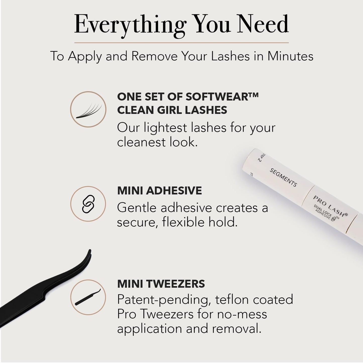 Pro Lash SoftWear Clean Girl Mini Lash Clusters Kit - Natural-Looking, Lightweight Lashes - 7-Day Cluster Eyelash Extensions - False Eyelashes Plus Adhesive and Tweezers - Cat Eye No. 39
