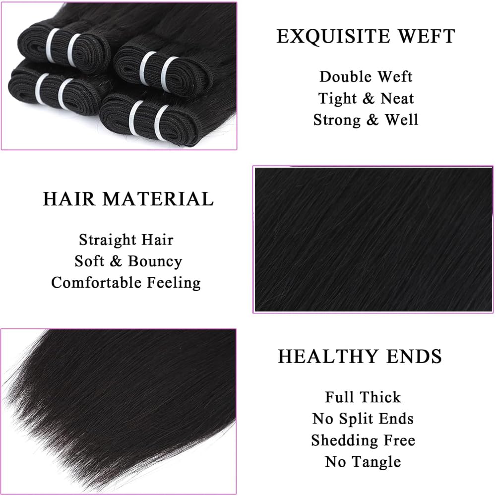 Brazilian Straight Virgin Hair Bundles - 10A Quality 100% Unprocessed Human Hair | Natural Color, 10 Inch, 4 Bundles