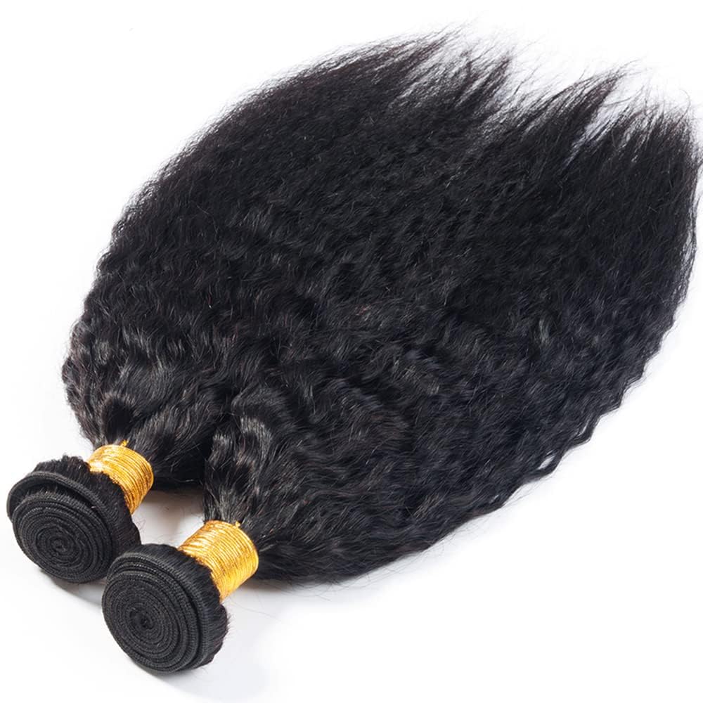 Luxvogue Bundles Human Hair 18 20 22 Inch Yaki Wave Natural Human Hair Bundles Natural Black Unprocessed Raw Brazilian Virgin Remy Quick Weave for Black Women