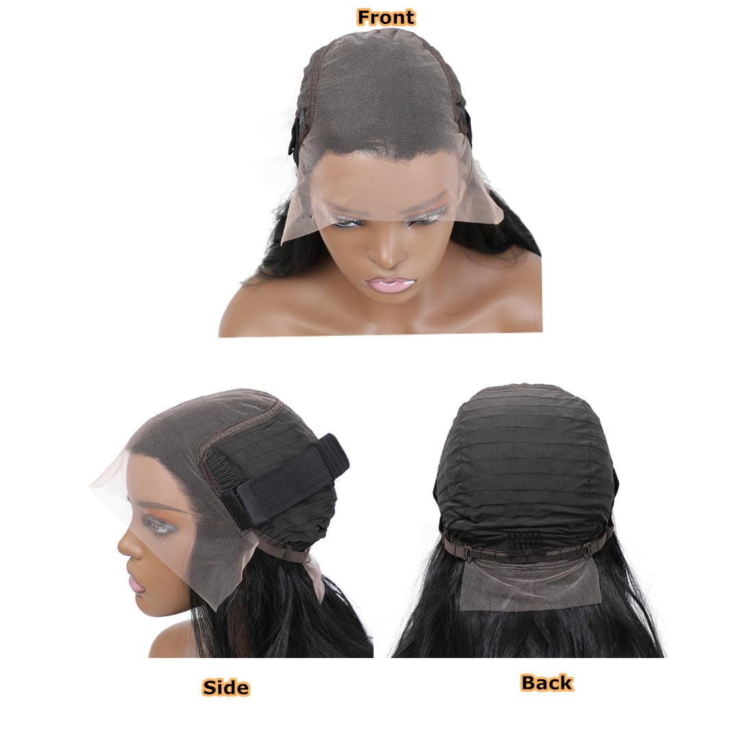 Lenaqueen HD LACE Front Wig Wavy 13X6 Glueless Synthetic Lace Front Wigs Synthetic Fiber Heat Resistant Synthetic Lace Wigs Pre-plucked Hairline Synthetic Wig for Black Women (Natural Black)