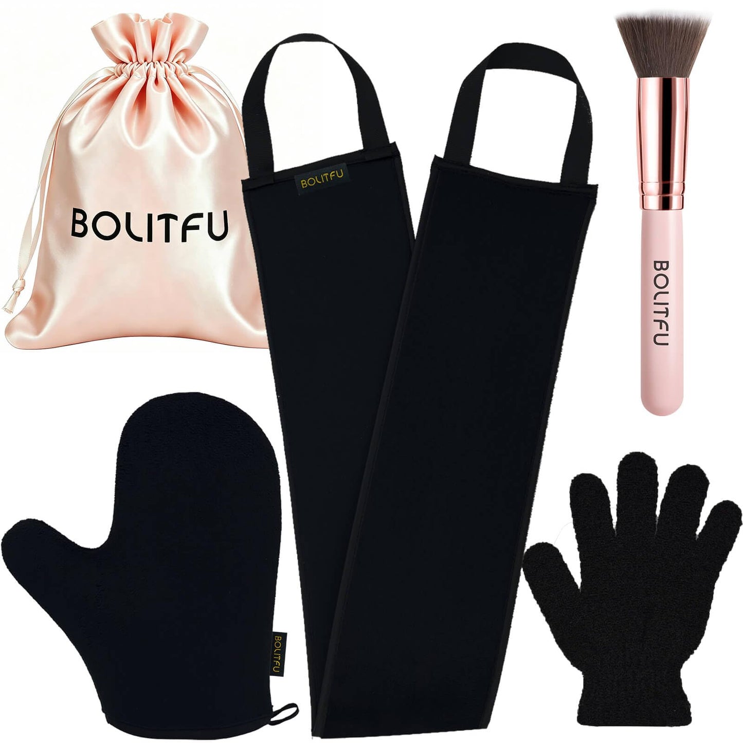 4 Pack Self Tanning Mitt Applicator Kit, with Self Tanner Mitt, Self Tan Back Applicator, Exfoliating Glove, Flat Top Face Tanner Brush, Tan mit for Self Sunless Tanner