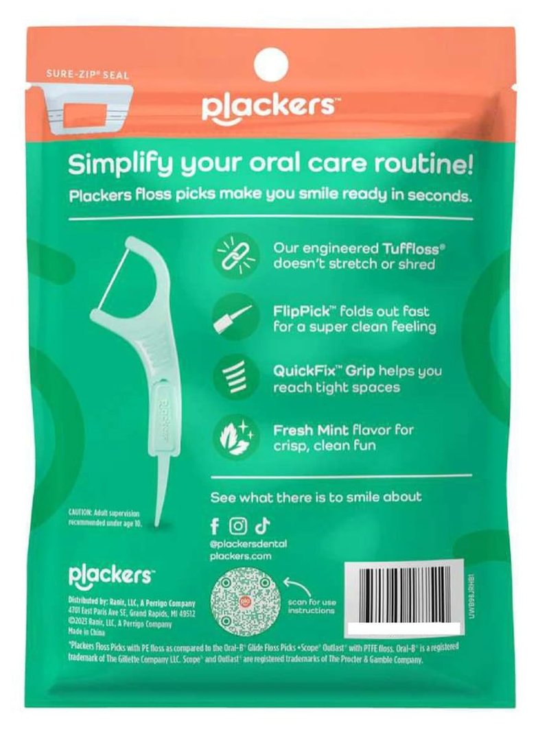 Plackers Micro Dental Flossers, Mint, (Pack of 36), 90 Count (Pack of 3), 270 count