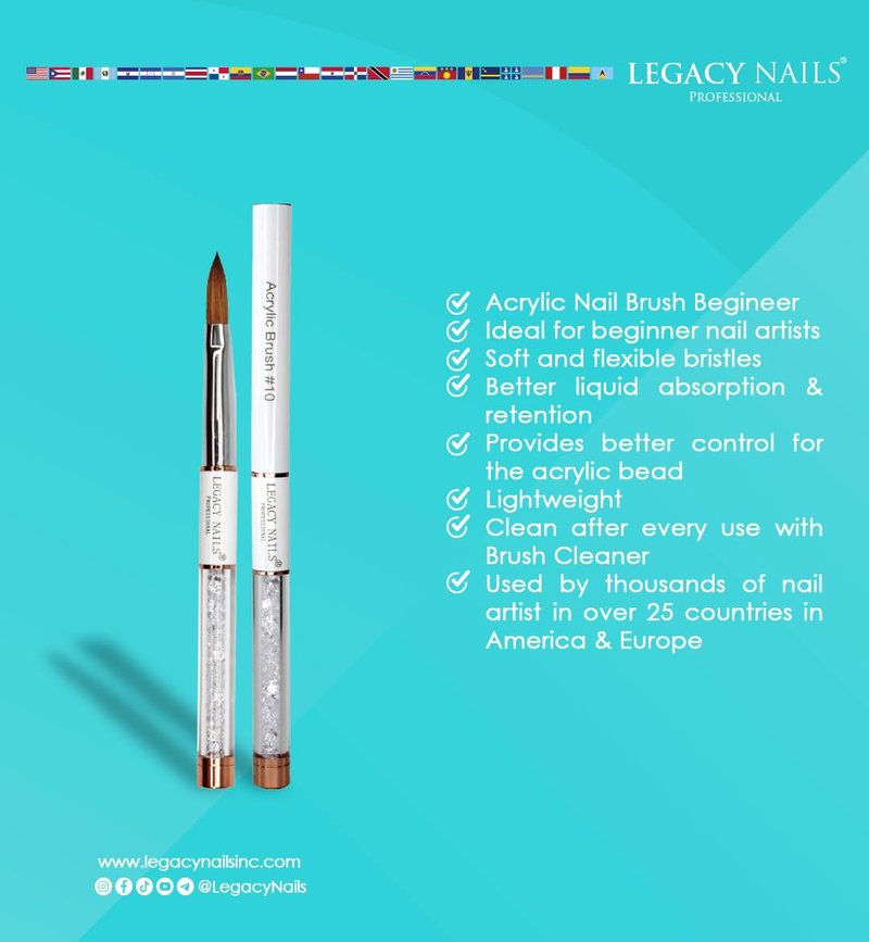 Acrylic Nail Brush #10 - Professional Sculpting Tool with Flexible Bristles | Lightweight White Design