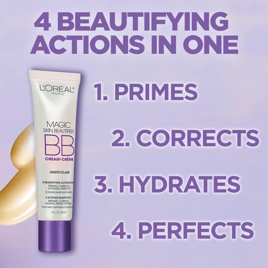 L'Oreal Paris Age Perfect Face Primer and Magic Skin Beautifier BB Cream Tinted Moisturizer with Color Transforming Pigments, 1 fl oz