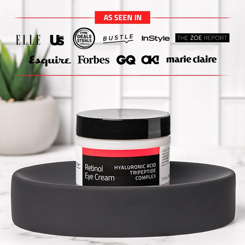 YEOUTH Retinol Eye Cream with Hyaluronic Acid and Tripeptide Complex, Under Eye Hydrating Cream for Puffiness and Bags, 2oz
