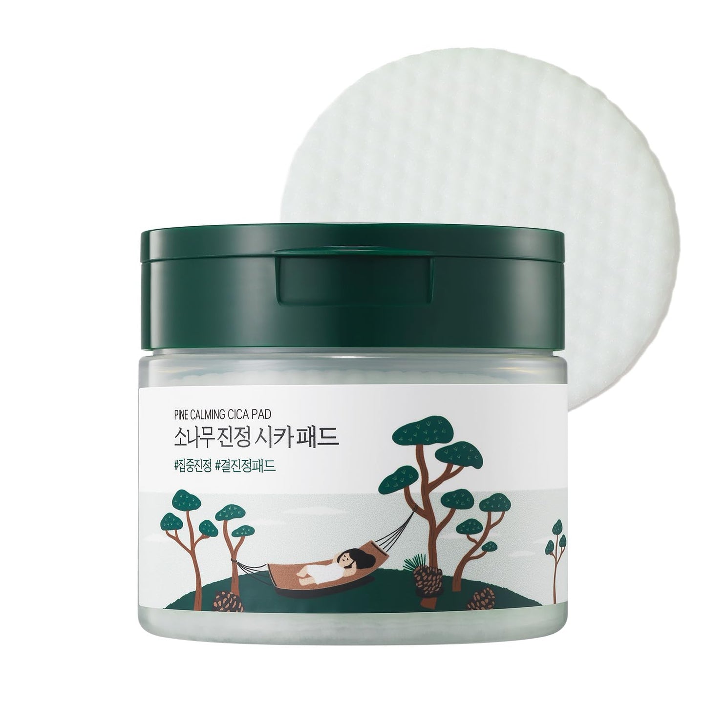 Pine Calming Cica Pads - 50pcs Soothing Toner Pads with BHA, LHA & Hyaluronic Acid | 7cm for Acne-Prone Skin