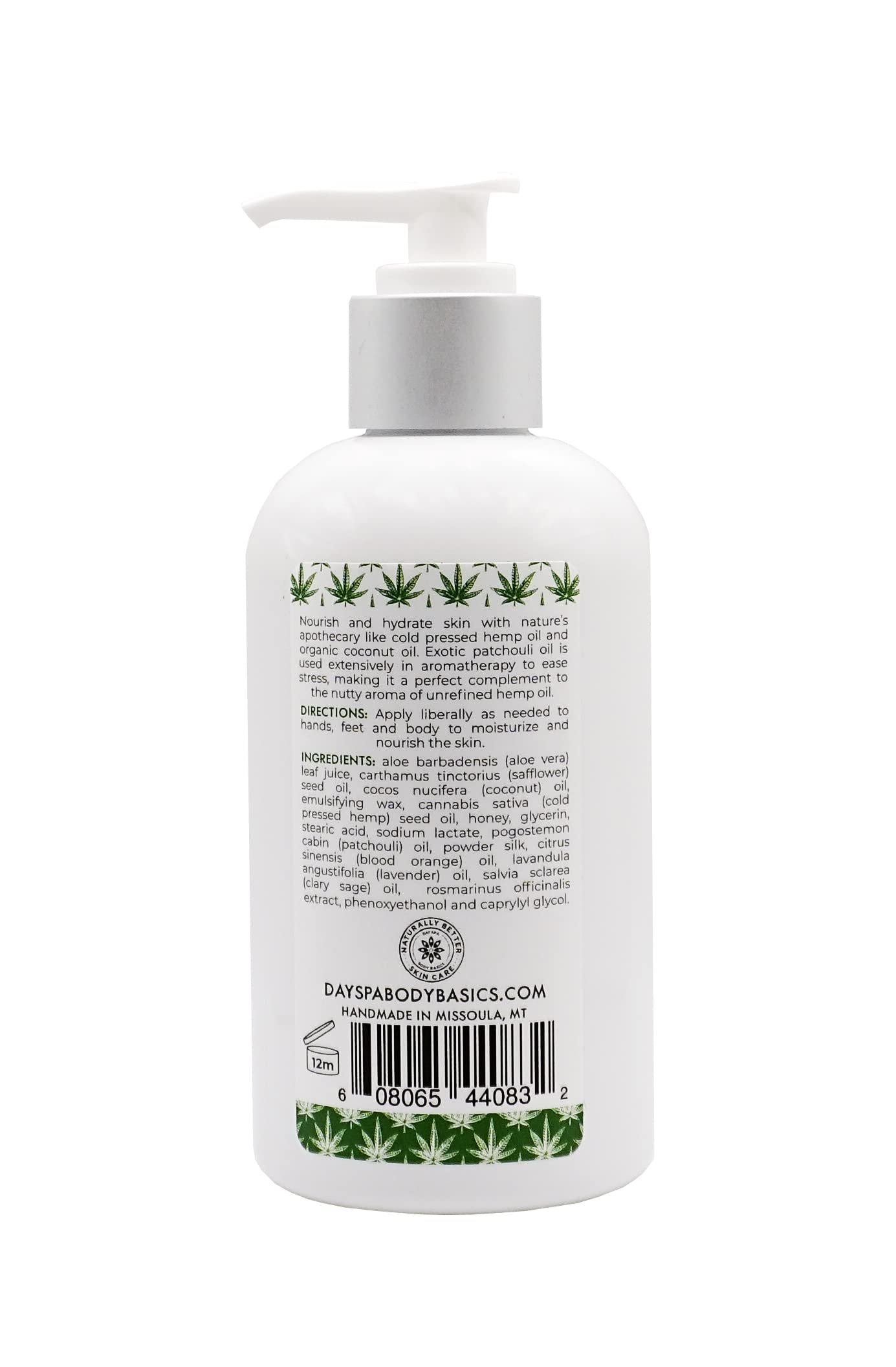All-Natural Hemp & Patchouli Lotion For Dry Skin | Silky, Nourished, & Hydrated Skin | with Locally Grown Cold-pressed Hemp Oil, Hypoallergenic, All-Natural, Plant-Derived, Made in USA (Pack of 2)
