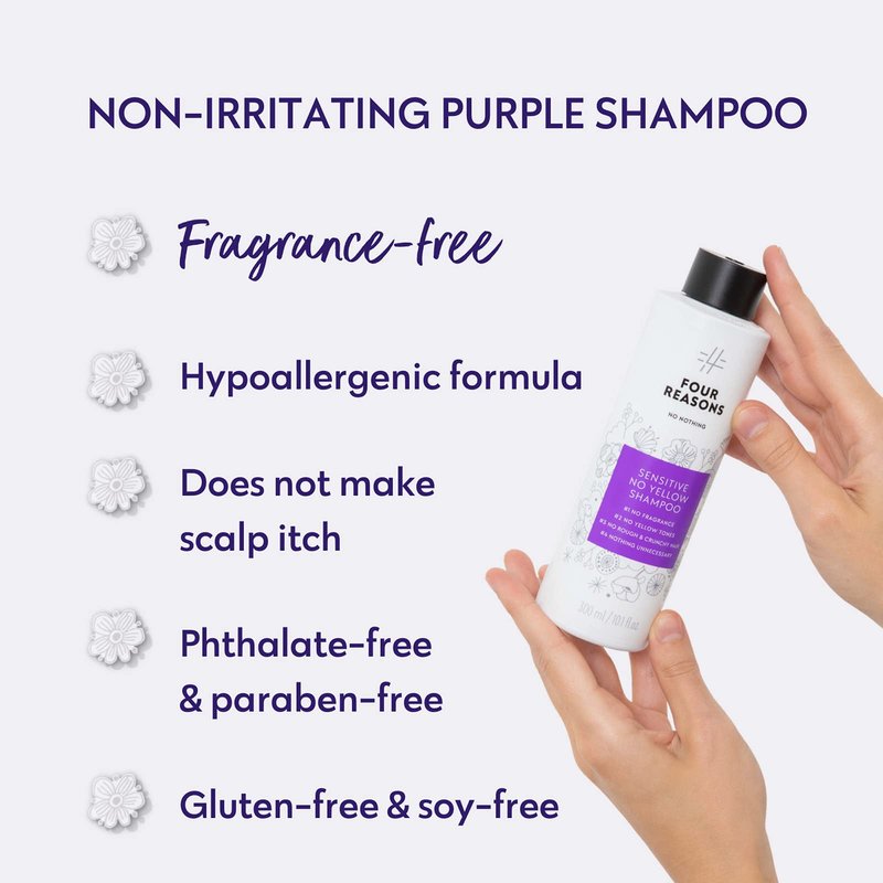 No nothing No Yellow Purple Shampoo – Fragrance Free Toning Shampoo for Blonde, Gray & Silver Hair – Neutralizes Brassiness – Hypoallergenic for Sensitive Scalp, 10.1 Fl Oz