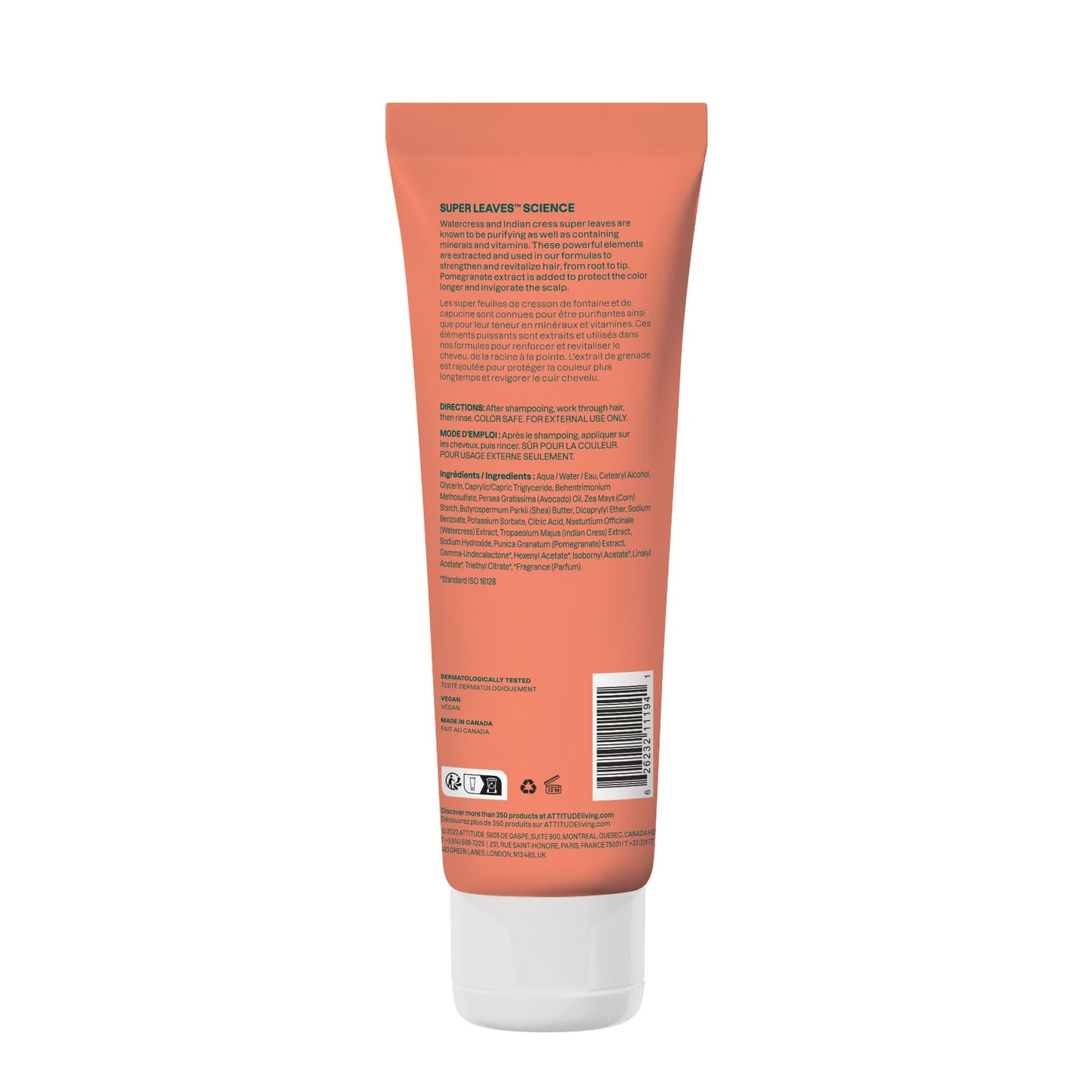 ATTITUDE Colorlast Hair Conditioner, For Color Treated Hair, Protects Color, Naturally Derived Ingredients, Vegan Detangler, Dermatologically Tested, Avocado Oil and Pomegranate, 8 Fl Oz