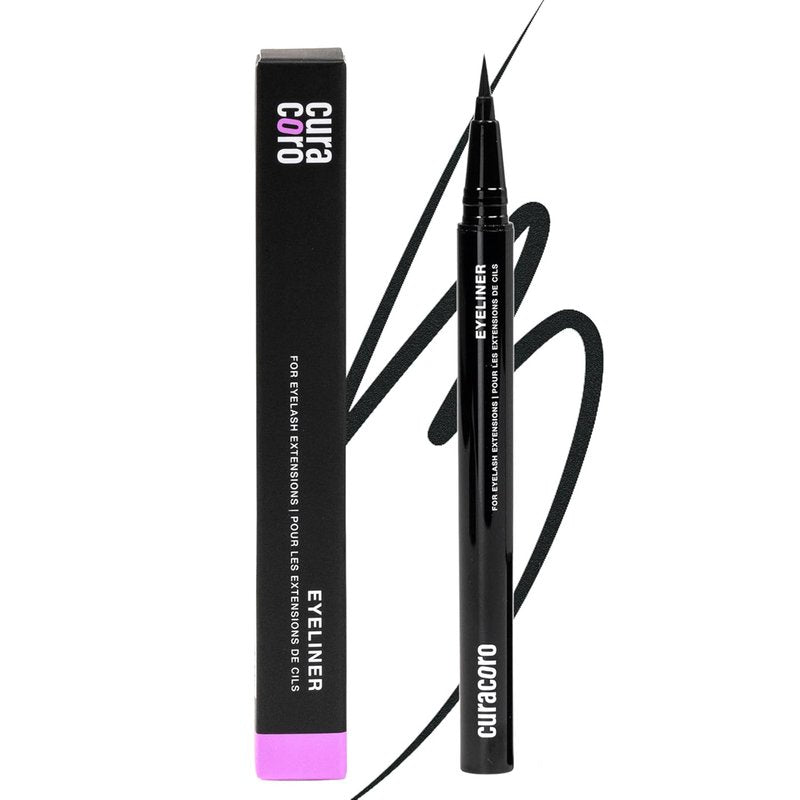 Oil-Free Liquid Eyeliner for Eyelash Extensions - Ultra-Fine Felt Tip, Waterproof & Long-Lasting Black