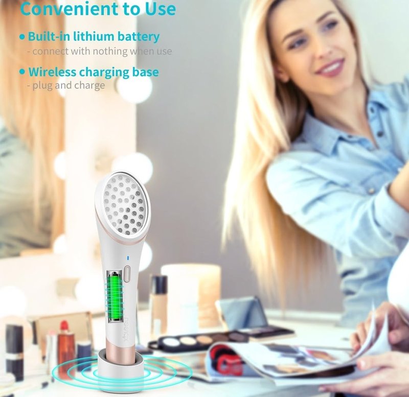 Lift Care Lyte Wireless DUO Red & Blue LED Light Therapy for Face includes Hyaluronic Serum Automatic Red and Blue LED Light Therapy Anti-Aging Wrinkle Reduction Device, White