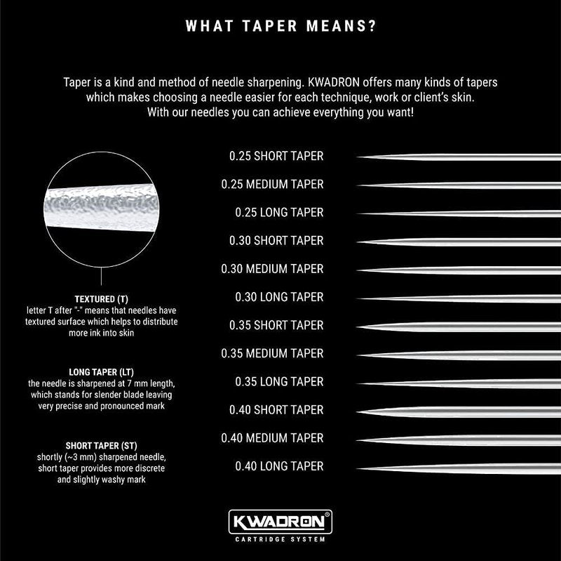 Kwadron Tattoo Needle Cartridge, Box of 20, Bugpin Curved Mag Shaders #8 Long Taper - 9 Curved Mag #8 Long Taper - 25/9SEMLT