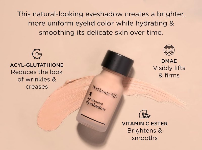 Perricone MD No Makeup Liquid Eyeshadow - Hydrating Serum Texture - Crease-Proof Anti-Aging with Vitamin C - Smooths & Brightens Eyelids - Long-Wearing Satin Finish for All Ages, Shade 2, 0.3 fl oz