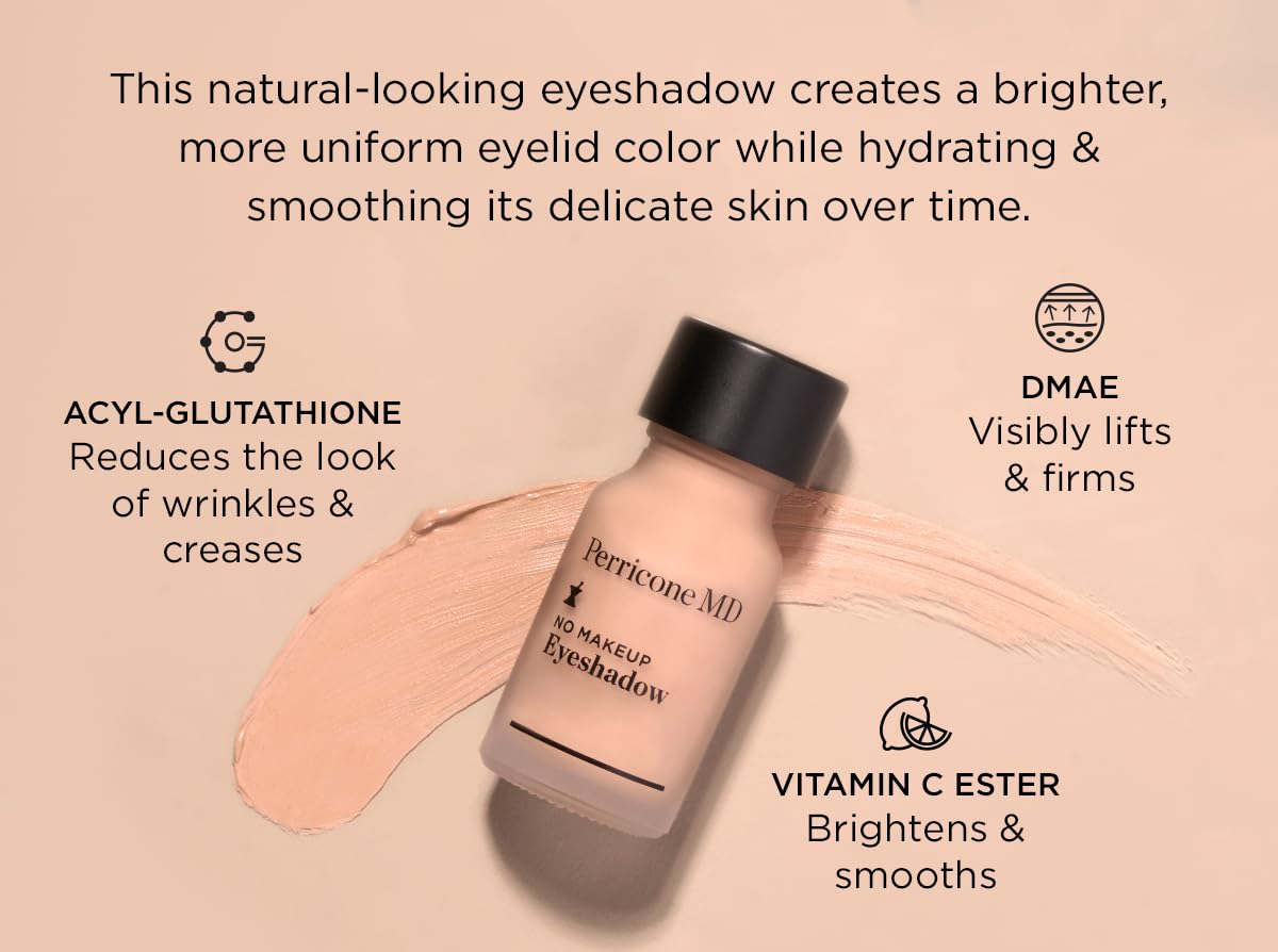 Perricone MD No Makeup Liquid Eyeshadow - Hydrating Serum Texture - Crease-Proof Anti-Aging with Vitamin C - Smooths & Brightens Eyelids - Long-Wearing Satin Finish for All Ages, Shade 2, 0.3 fl oz