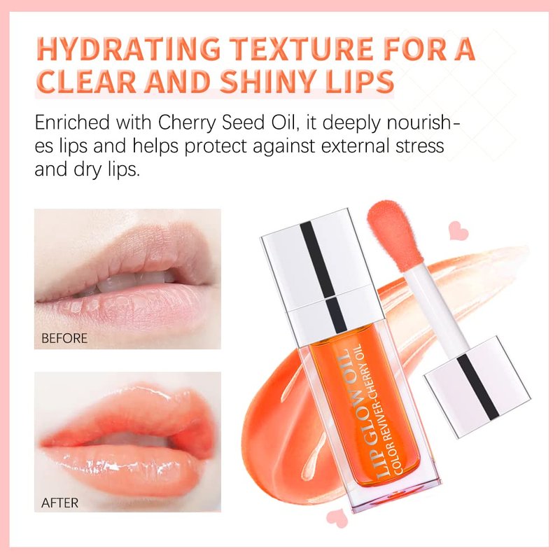 Hydrating Lip Glow Oil - Nourishing Tinted Lip Oil Gloss for Smooth Lips | Rosewood 0.2 OZ