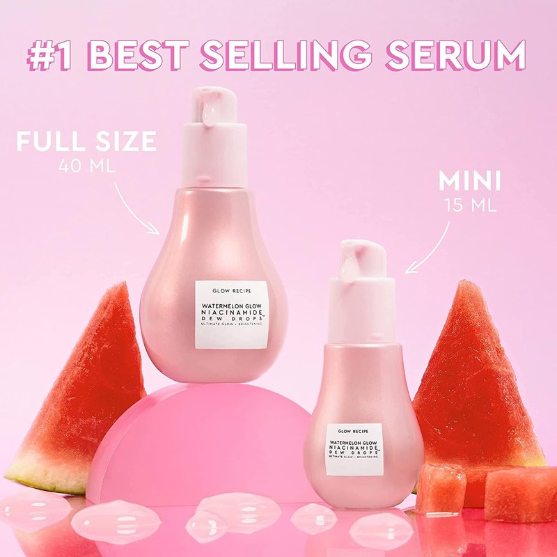 Glow Recipe Watermelon Niacinamide Dew Drops - Hydrating Face Serum & Primer with Hyaluronic Acid | 40ml