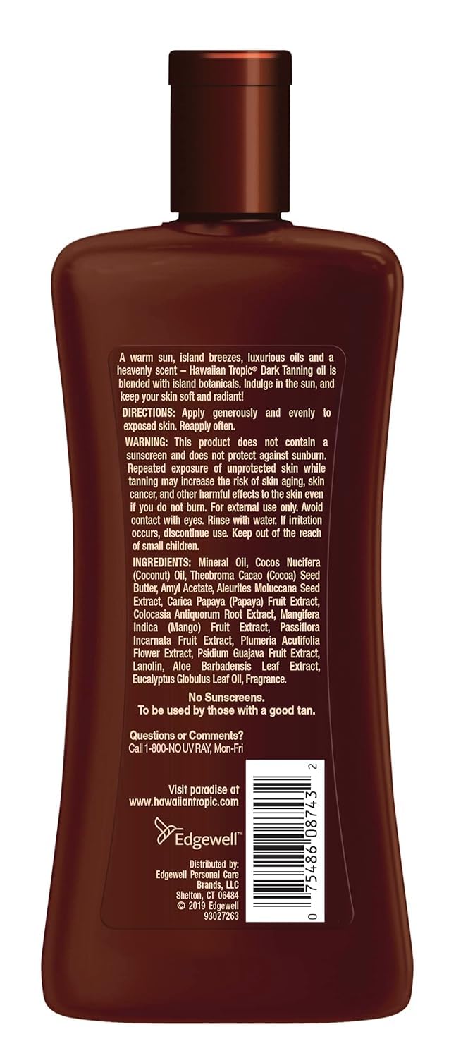 Hawaiian Tropic Dark Tanning Oil, SPF 0, 8 Fluid Ounce (Pack of 3)
