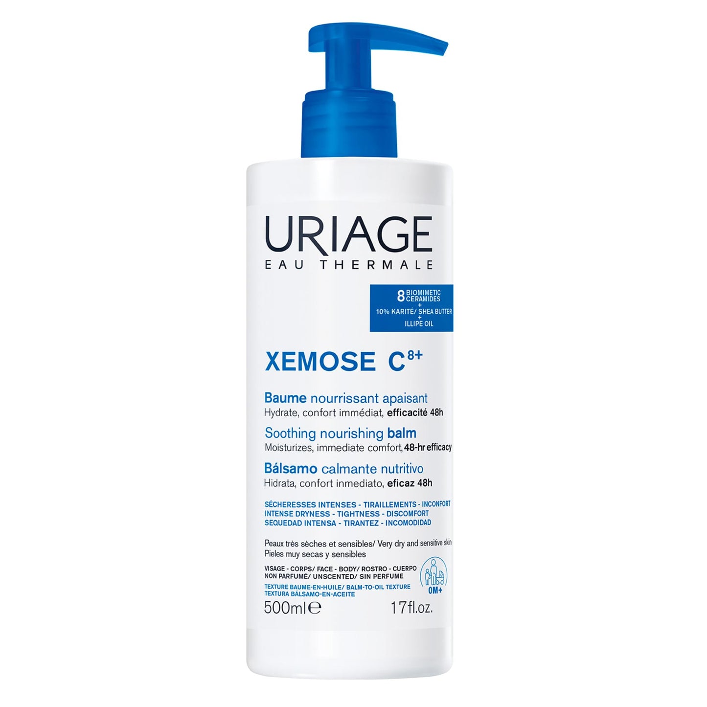 Uriage Xemose C8+ Soothing Nourishing Balm, Fragrance-Free, Face & Body, Very Dry Skin, Anti-Itching action, Soothes immediately, 8 Biomimetic Ceramides & 10% Shea Butter, From Birth