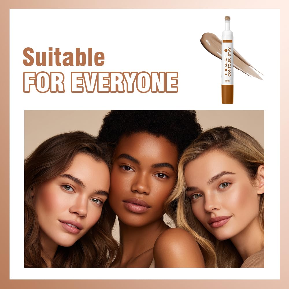 Liquid Contour Long Wear Bronzer Cream Contour Makeup – Long Lasting, Blendable & Lightweight Formula – Vegan & Cruelty-Free Face Sculpting Stick with Built-In Sponge Applicator (#3 Medium Cool)