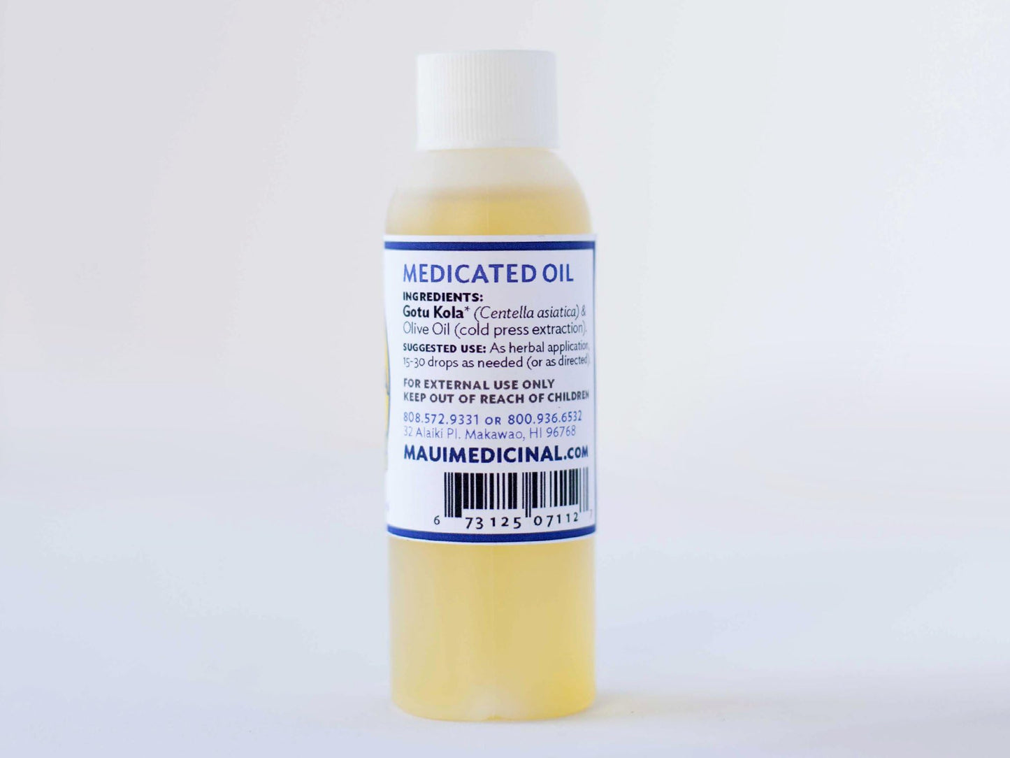 Maui Medicinal Herbs Gotu Kola Brahmi Oil 2fl. oz. Mauifarmacy Grown USA Certified Organic Carrier Oil