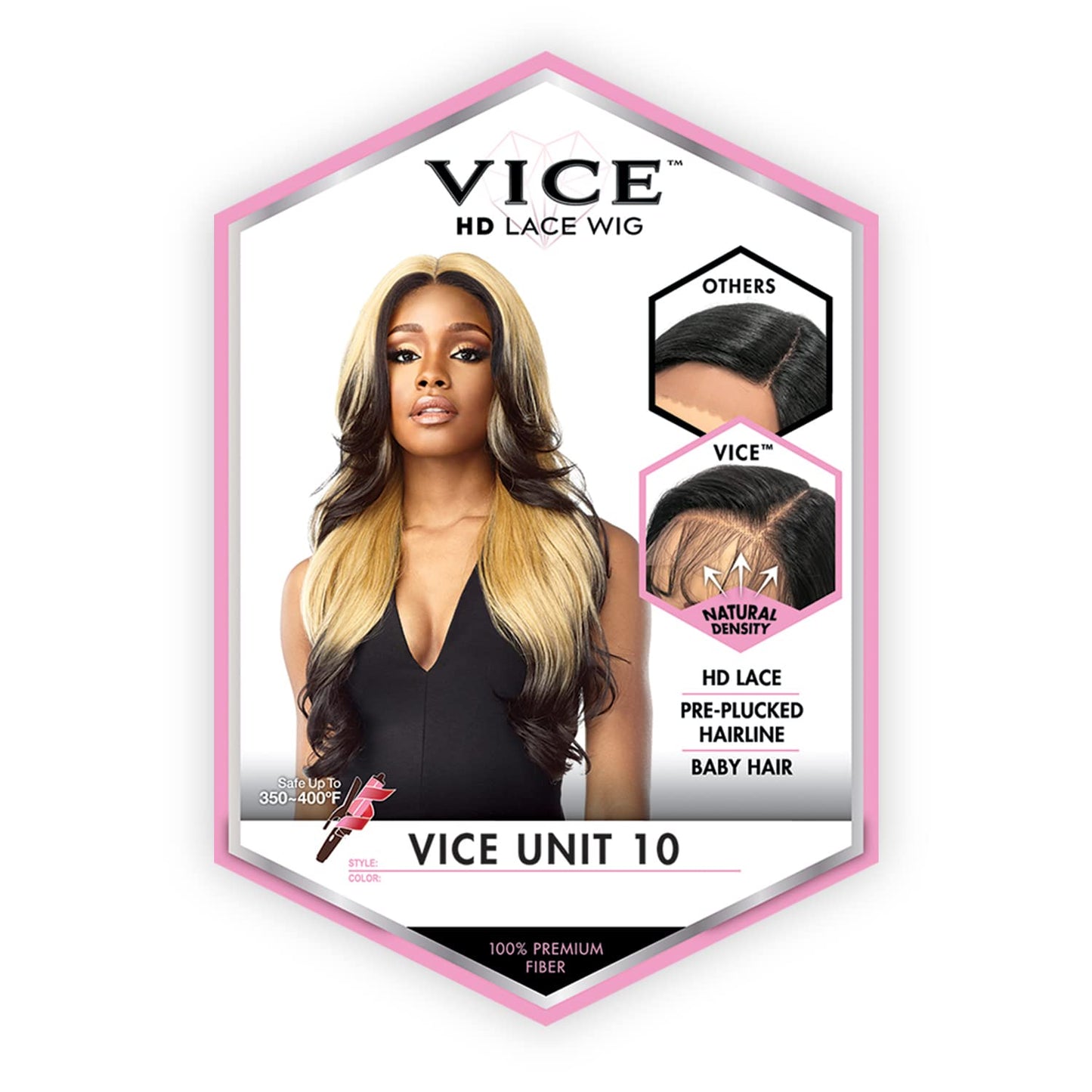 Sensationnel Vice Lace Front Wigs - Unit 10 5 Inch Deep Part Synthetic Preplucked Hairline (LT613/PINK)