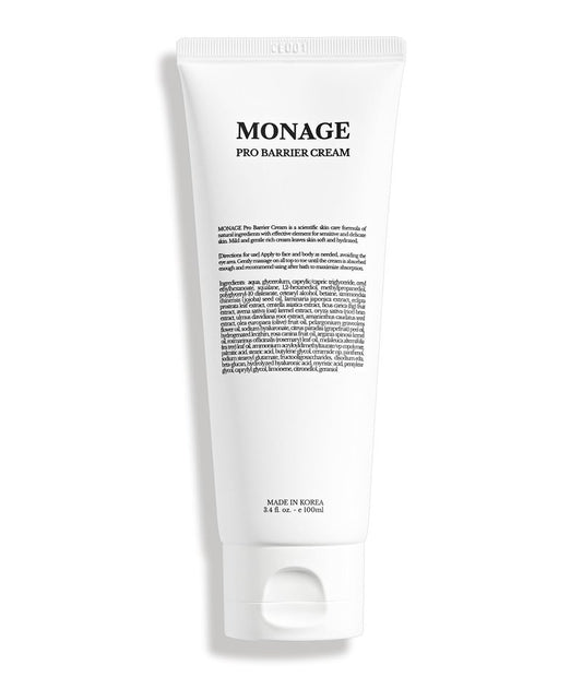MONAGE Pro Barrier Cream, Korean Moisturizer Face Cream - Vegan, Hydration Boost, Gentle Formula, Soothing for Extremely Dry Skin, Nourishing, 3.4 fl oz (100ml)