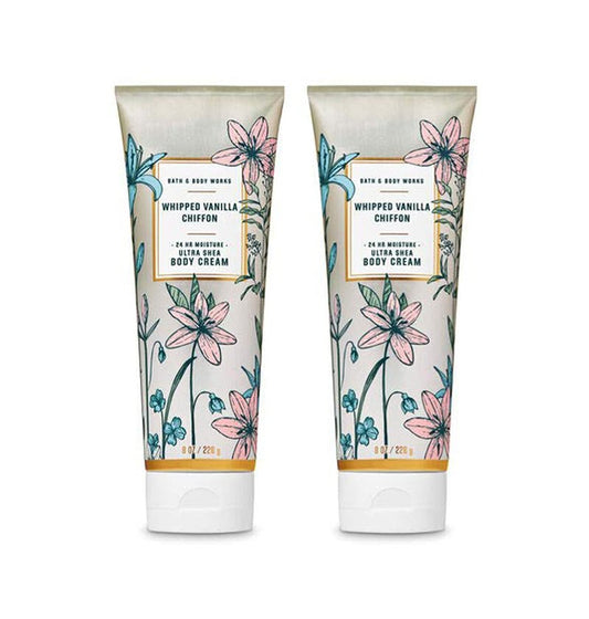 Bath and Body WorksWhipped Vanilla Chiffon 2 Pack Ultra Shea Body Cream 8 Oz. (Whipped Vanilla Chiffon)