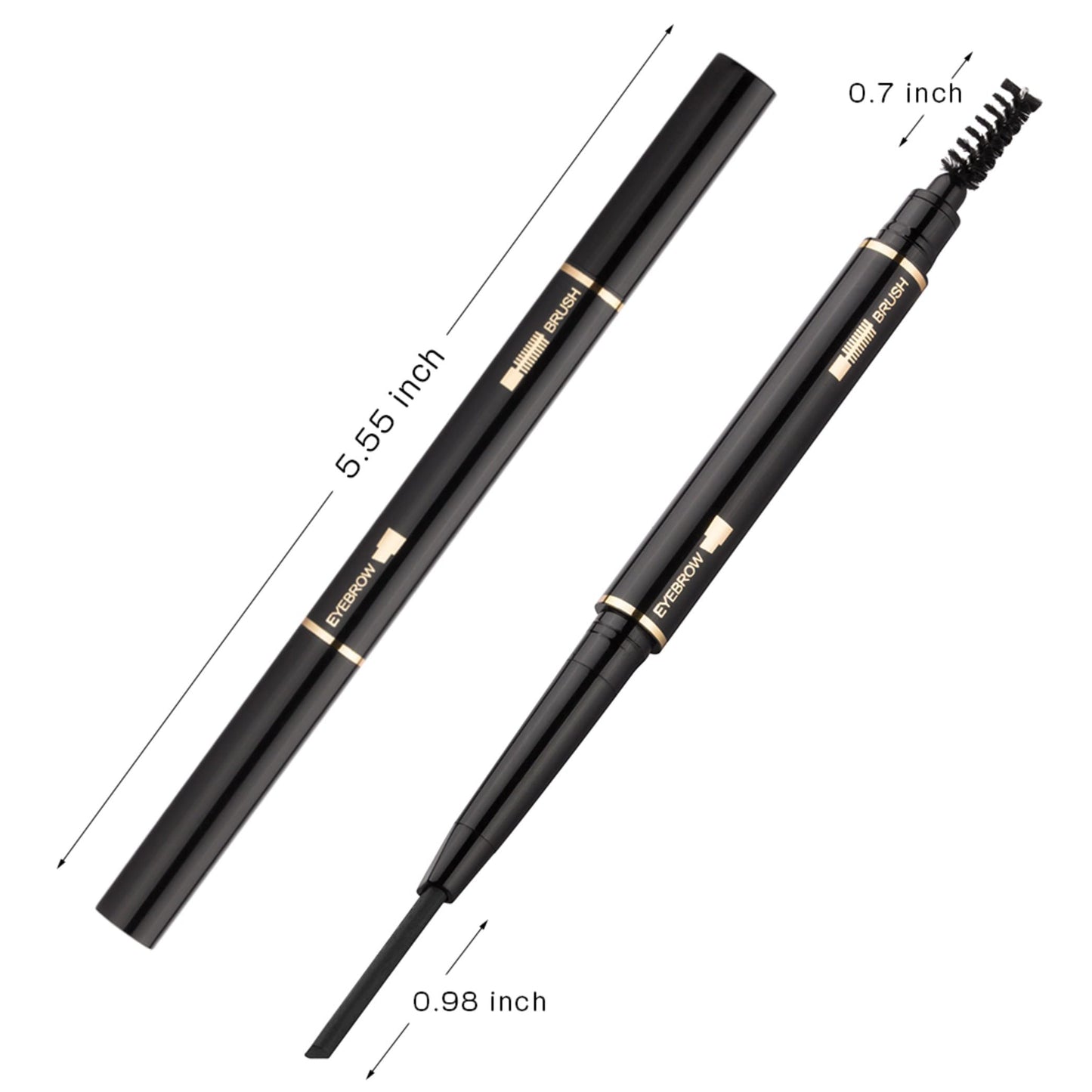 Eyebrow Pencil 2 Packs, Waterproof Smudge-Proof Brow Pencil with Brow Brush, Automatic Eye Brow Makeup Kit, Black