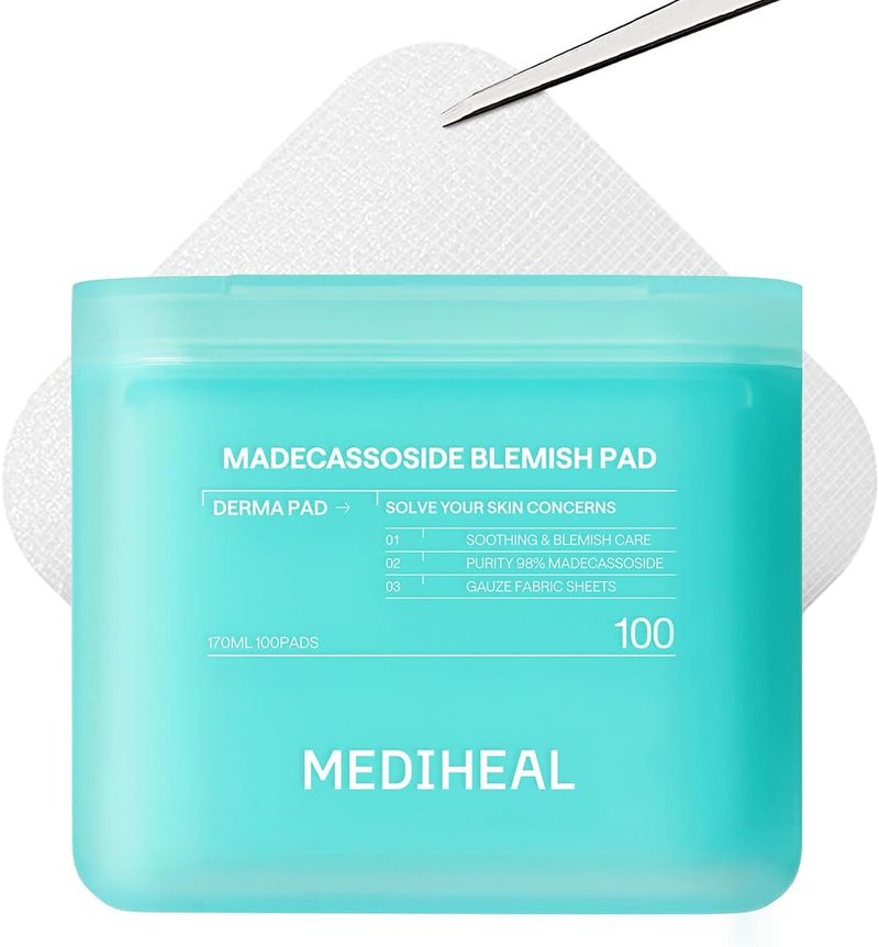 Mediheal Toner Pads | Madecassoside Blemish Care with Centella Asiatica - 100 Count for Even Skin Tone & Deep Hydration